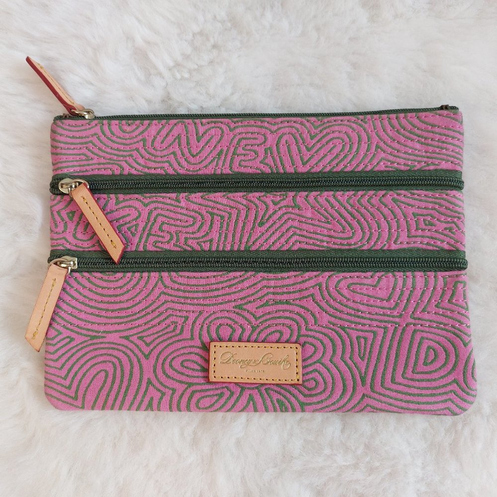 Dooney & Bourke Women's Pink Graphic Three Zippers Fabric File Folder/Clutch